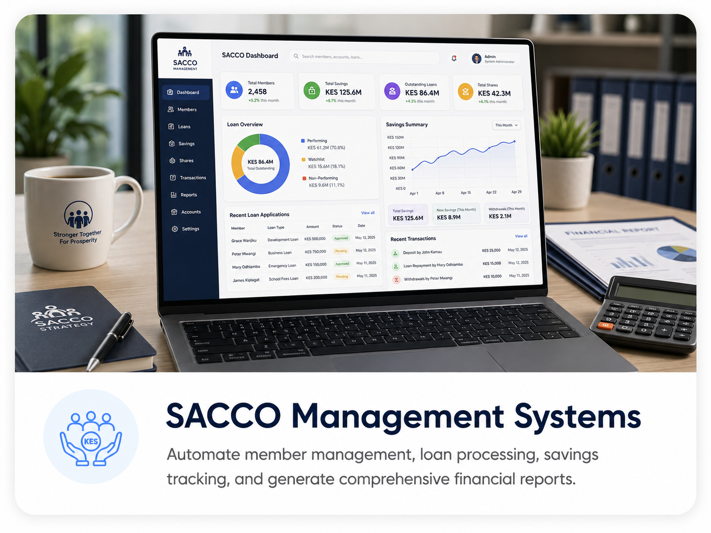SACCO management system dashboard