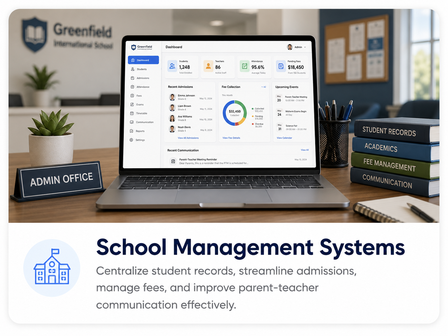 School management system dashboard